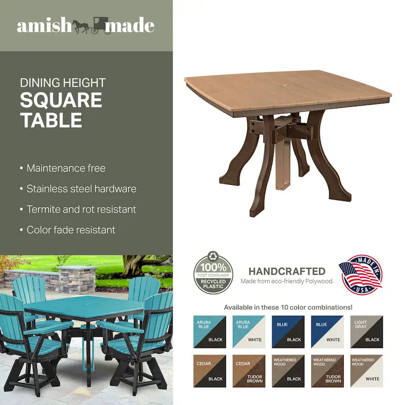 Table carrée de salle à manger American Furniture Classics, fabriquée aux États-Unis