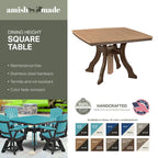 Table carrée de salle à manger American Furniture Classics, fabriquée aux États-Unis