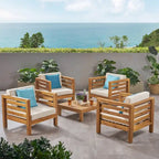 Ensemble fauteuil club et table basse 4 places en bois d'acacia Oana Outdoor de Christopher Knight Home