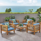 Ensemble fauteuil club et table basse 4 places en bois d'acacia Oana Outdoor de Christopher Knight Home