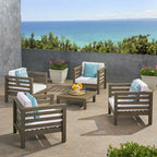 Ensemble fauteuil club et table basse 4 places en bois d'acacia Oana Outdoor de Christopher Knight Home