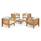 Ensemble fauteuil club et table basse 4 places en bois d'acacia Oana Outdoor de Christopher Knight Home