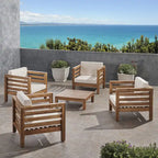 Ensemble fauteuil club et table basse 4 places en bois d'acacia Oana Outdoor de Christopher Knight Home