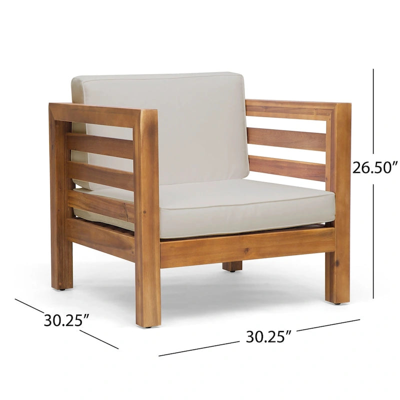 Ensemble fauteuil club et table basse 4 places en bois d'acacia Oana Outdoor de Christopher Knight Home