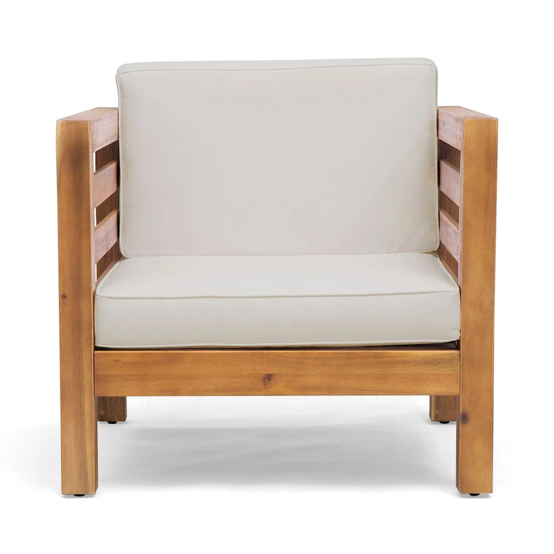 Ensemble fauteuil club et table basse 4 places en bois d'acacia Oana Outdoor de Christopher Knight Home