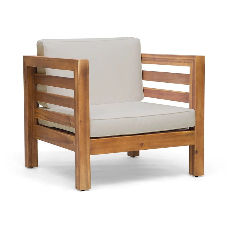 Ensemble fauteuil club et table basse 4 places en bois d'acacia Oana Outdoor de Christopher Knight Home