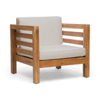 Ensemble fauteuil club et table basse 4 places en bois d'acacia Oana Outdoor de Christopher Knight Home