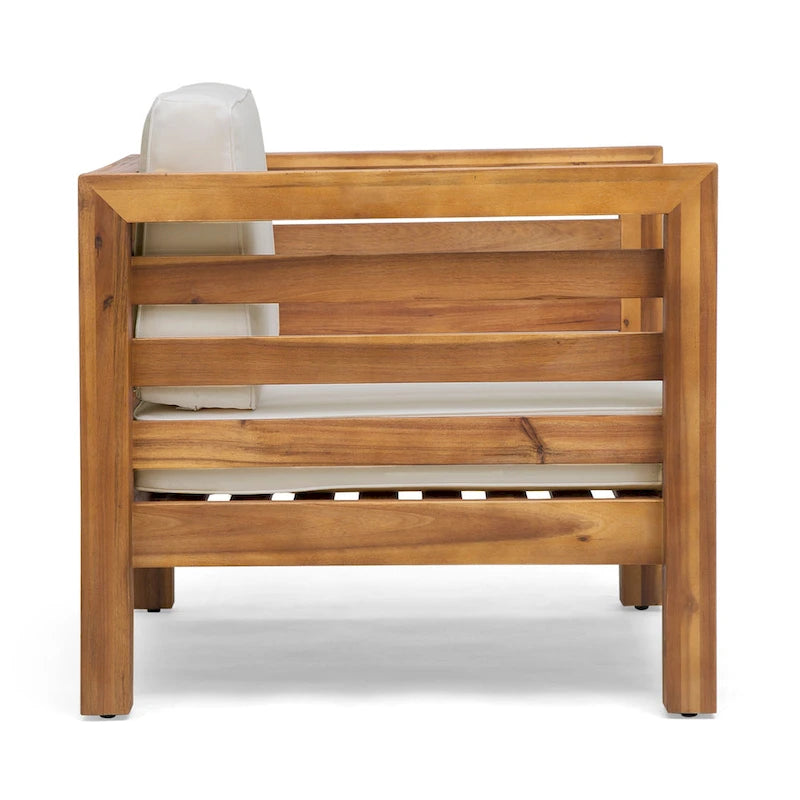 Ensemble fauteuil club et table basse 4 places en bois d'acacia Oana Outdoor de Christopher Knight Home