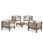 Ensemble fauteuil club et table basse 4 places en bois d'acacia Oana Outdoor de Christopher Knight Home