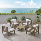 Ensemble fauteuil club et table basse 4 places en bois d'acacia Oana Outdoor de Christopher Knight Home