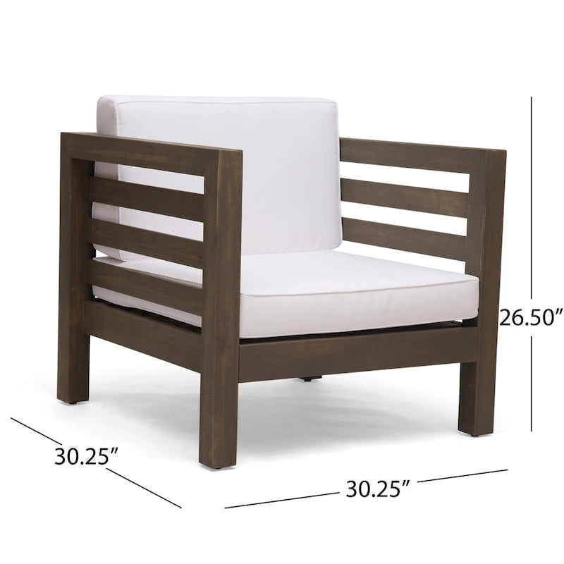 Ensemble fauteuil club et table basse 4 places en bois d'acacia Oana Outdoor de Christopher Knight Home