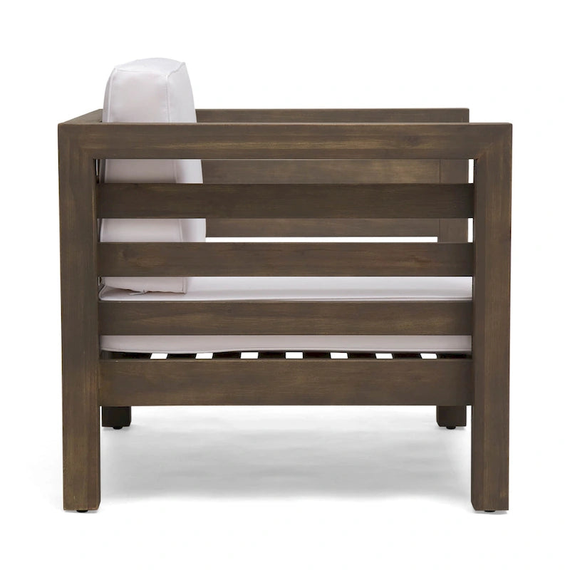 Ensemble fauteuil club et table basse 4 places en bois d'acacia Oana Outdoor de Christopher Knight Home