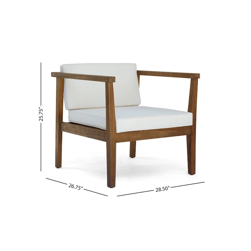 Fauteuils club d'extérieur Newbury en bois d'acacia avec coussins résistants à l'eau (lot de 4) par Christopher Knight Home