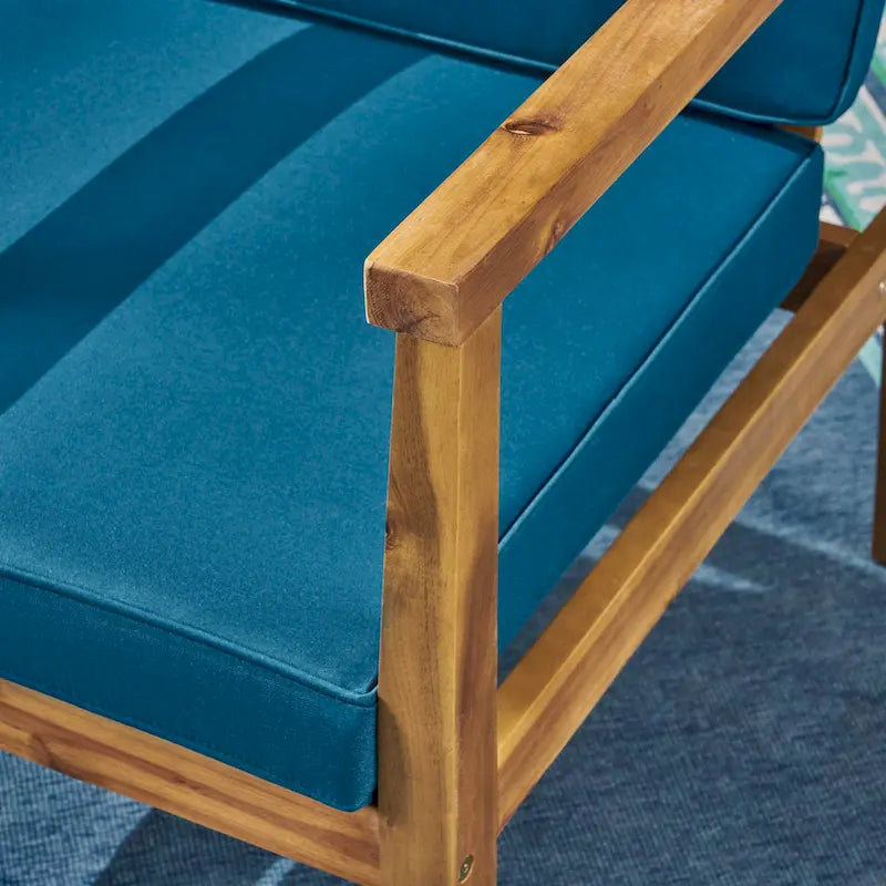 Fauteuils club d'extérieur Newbury en bois d'acacia avec coussins résistants à l'eau (lot de 4) par Christopher Knight Home