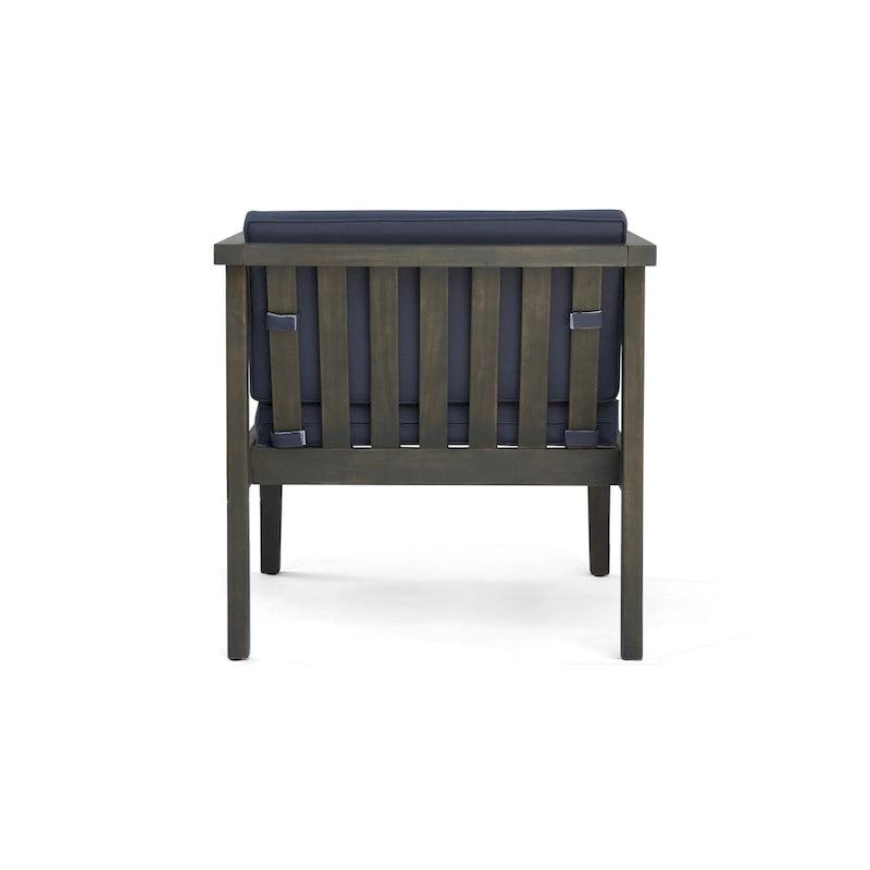 Fauteuils club d'extérieur Newbury en bois d'acacia avec coussins résistants à l'eau (lot de 4) par Christopher Knight Home