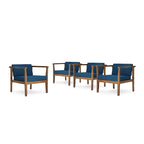 Fauteuils club d'extérieur Newbury en bois d'acacia avec coussins résistants à l'eau (lot de 4) par Christopher Knight Home