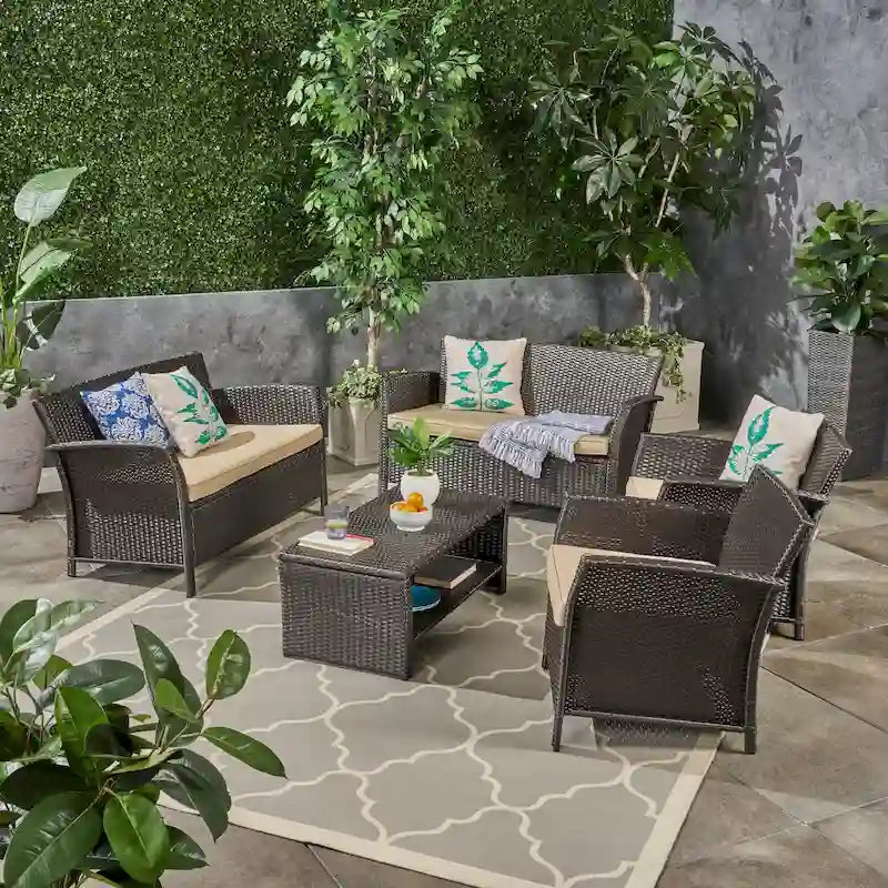 Ensemble de conversation en osier 6 places Sainte-Lucie de Christopher Knight Home