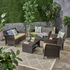 St. Lucia Outdoor 6 Seater Wicker Chat Set by Christopher Knight Home