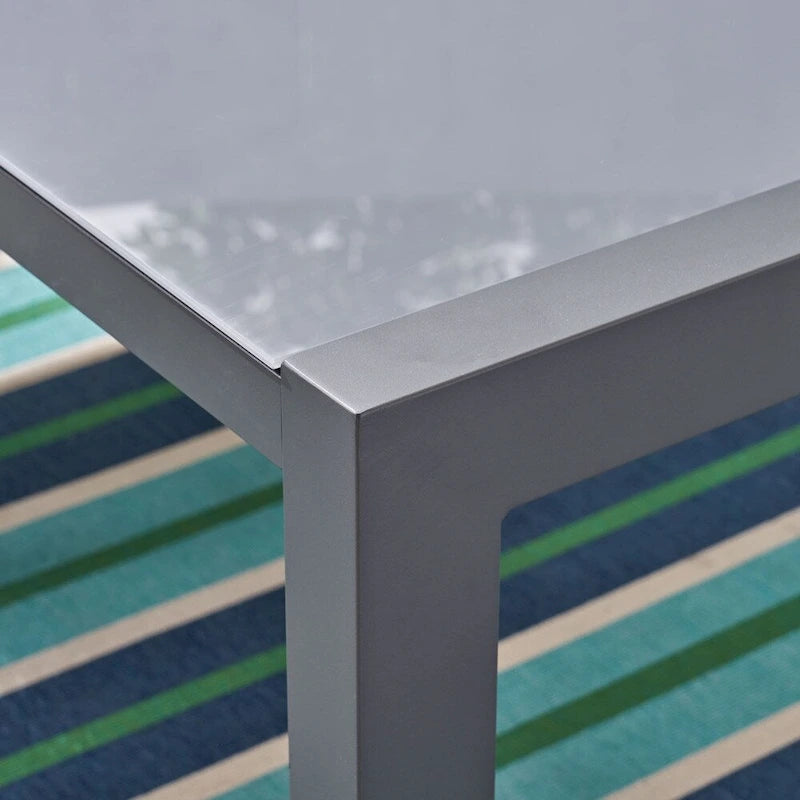 Ensemble de salle à manger d'extérieur Luton en aluminium 7 pièces avec plateau en verre par Christopher Knight Home