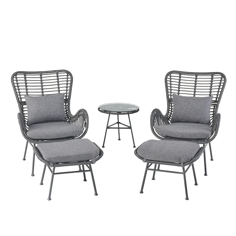 Ensemble de conversation en osier 5 pièces Montana Outdoor par Christopher Knight Home