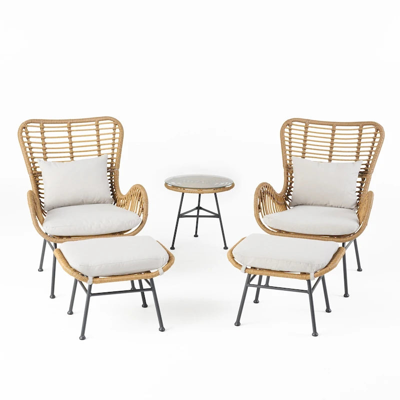 Ensemble de conversation en osier 5 pièces Montana Outdoor par Christopher Knight Home