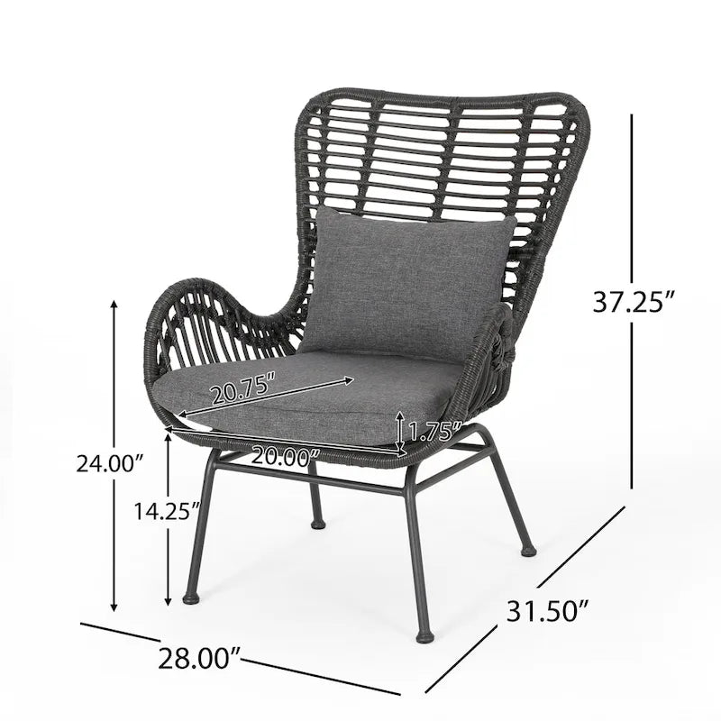 Ensemble de conversation en osier 5 pièces Montana Outdoor par Christopher Knight Home