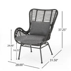 Ensemble de conversation en osier 5 pièces Montana Outdoor par Christopher Knight Home