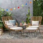 Ensemble de conversation en osier 5 pièces Montana Outdoor par Christopher Knight Home