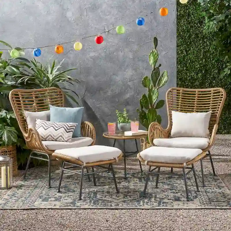 Ensemble de conversation en osier 5 pièces Montana Outdoor par Christopher Knight Home