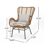 Ensemble de conversation en osier 5 pièces Montana Outdoor par Christopher Knight Home