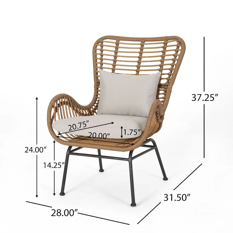 Ensemble de conversation en osier 5 pièces Montana Outdoor par Christopher Knight Home