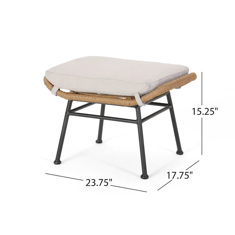 Ensemble de conversation en osier 5 pièces Montana Outdoor par Christopher Knight Home