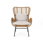 Ensemble de conversation en osier 5 pièces Montana Outdoor par Christopher Knight Home