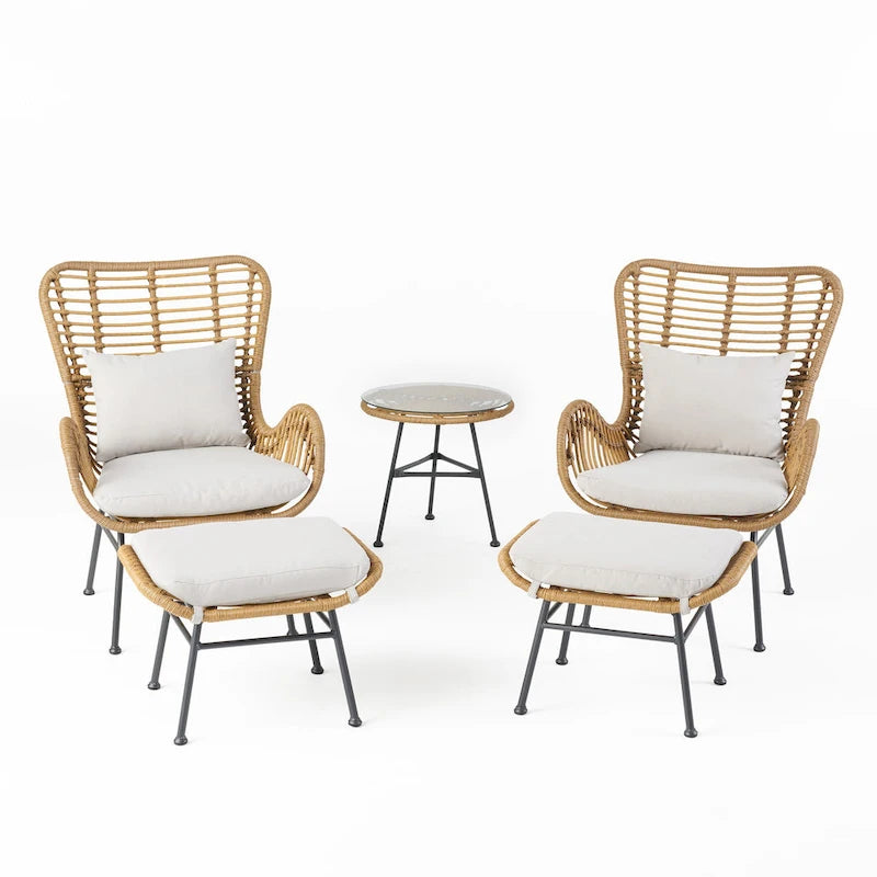 Ensemble de conversation en osier 5 pièces Montana Outdoor par Christopher Knight Home