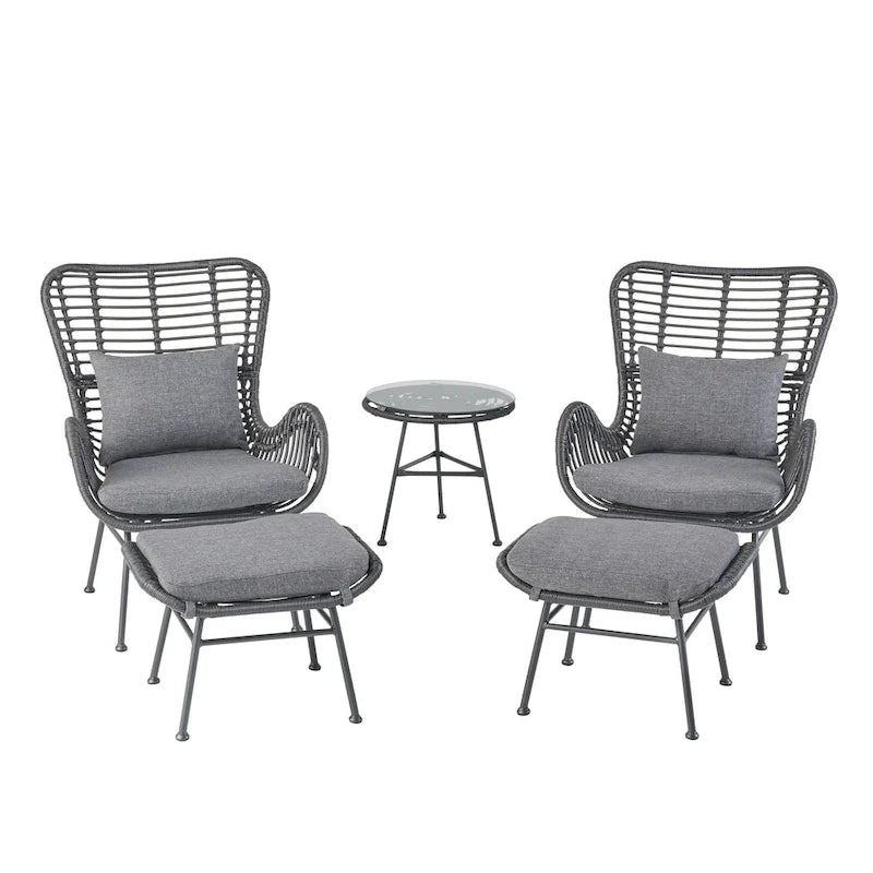 Ensemble de conversation en osier 5 pièces Montana Outdoor par Christopher Knight Home