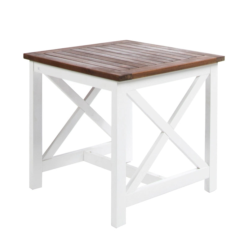 Table d'appoint carrée en bois d'acacia Christopher Knight Home Cassara Outdoor Farmhouse Cottage