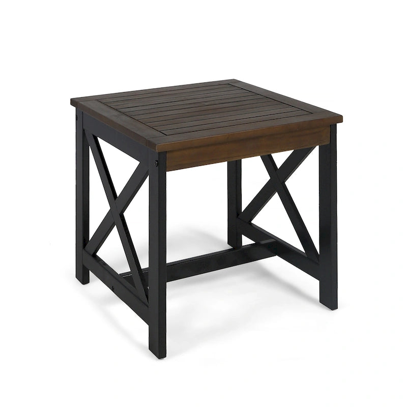 Table d'appoint carrée en bois d'acacia Christopher Knight Home Cassara Outdoor Farmhouse Cottage