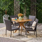Stamford Outdoor 5 Piece Wood and Wicker Dining Set by Christopher Knight Home