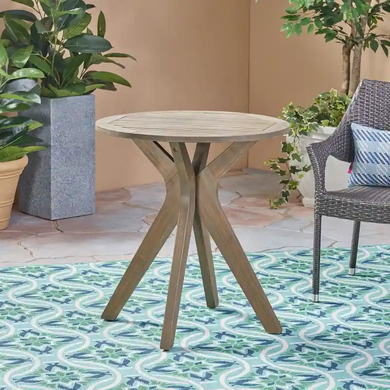 Ensemble bistro d'extérieur Kent 3 pièces en bois d'acacia et osier par Christopher Knight Home - Non disponible