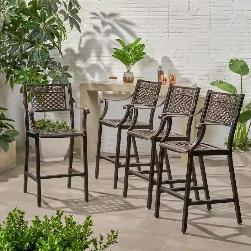 Tabouret de bar extérieur Tahoe 29 en aluminium (lot de 4) par Christopher Knight Home