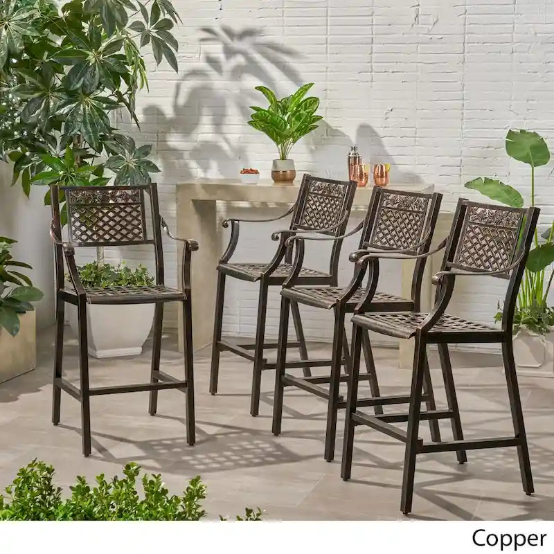 Tabouret de bar extérieur Tahoe 29 en aluminium (lot de 4) par Christopher Knight Home