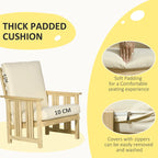 Ensemble de mobilier de jardin Outsunny 2 pièces, ensemble de chaises longues en bois, fauteuil avec repose-pieds et coussins épais