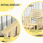 Ensemble de mobilier de jardin Outsunny 2 pièces, ensemble de chaises longues en bois, fauteuil avec repose-pieds et coussins épais
