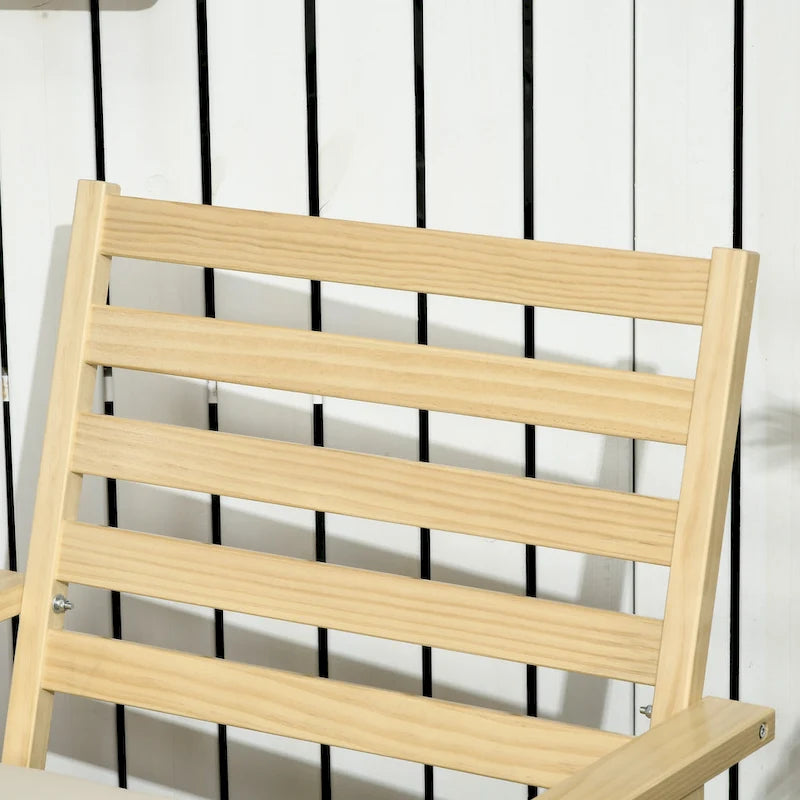 Ensemble de mobilier de jardin Outsunny 2 pièces, ensemble de chaises longues en bois, fauteuil avec repose-pieds et coussins épais