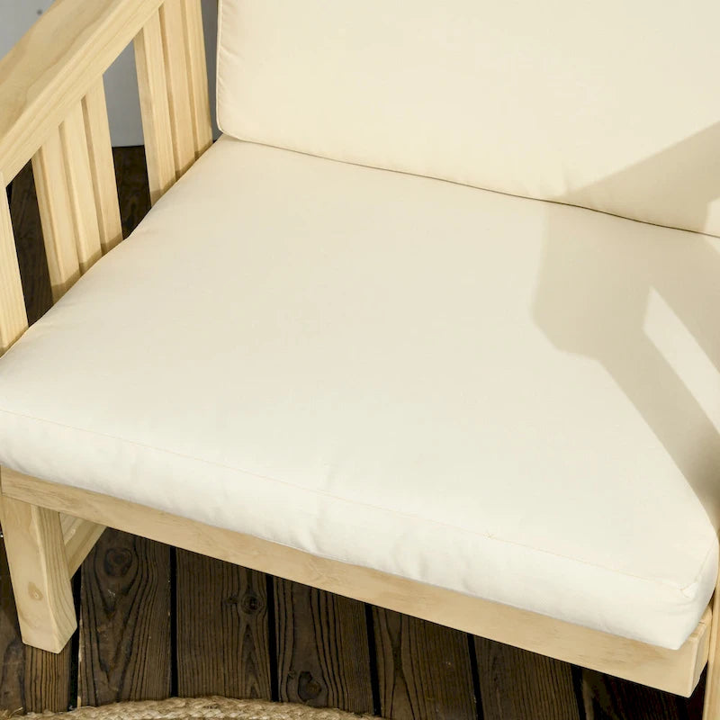 Ensemble de mobilier de jardin Outsunny 2 pièces, ensemble de chaises longues en bois, fauteuil avec repose-pieds et coussins épais