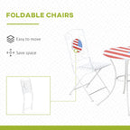 Ensemble bistro de patio Outsunny 3 pièces avec table basse et 2 chaises pliantes, plateau et dossiers de table en mosaïque avec drapeau américain