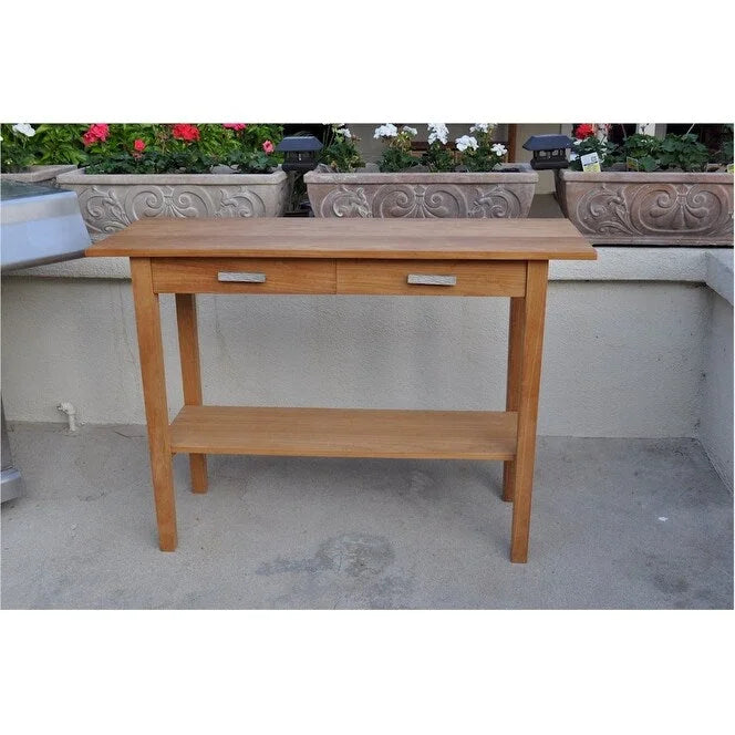 Table de service rectangulaire Atlanta avec 2 tiroirs et 1 étagère