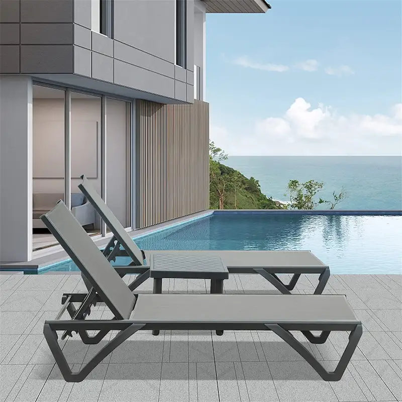 Ensemble de 3 chaises longues de patio