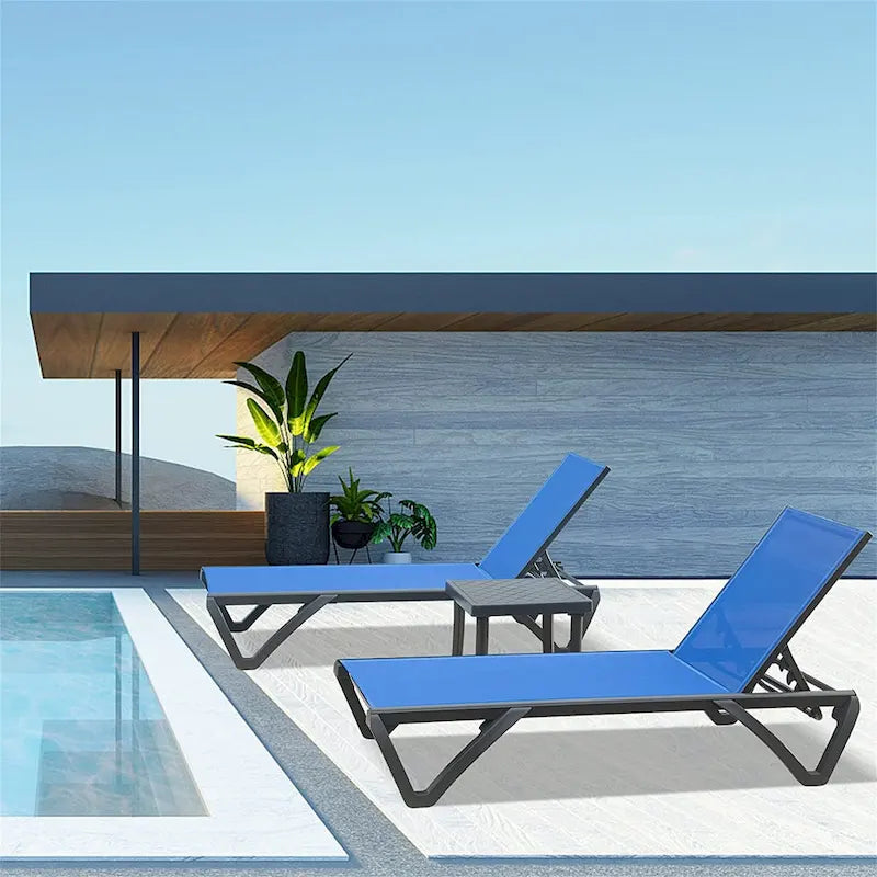 Ensemble de 3 chaises longues de patio