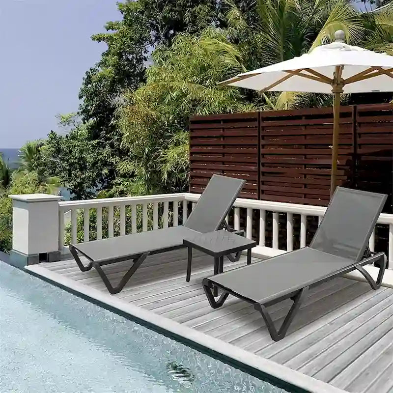 Ensemble de 3 chaises longues de patio